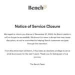 Bench Accounting Shut Down Notice